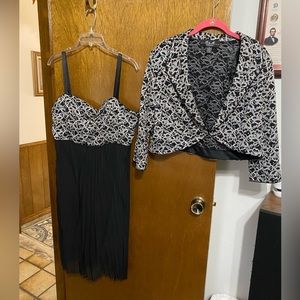 Black cocktail dress with jacket.  Size 18.  R& M collection.